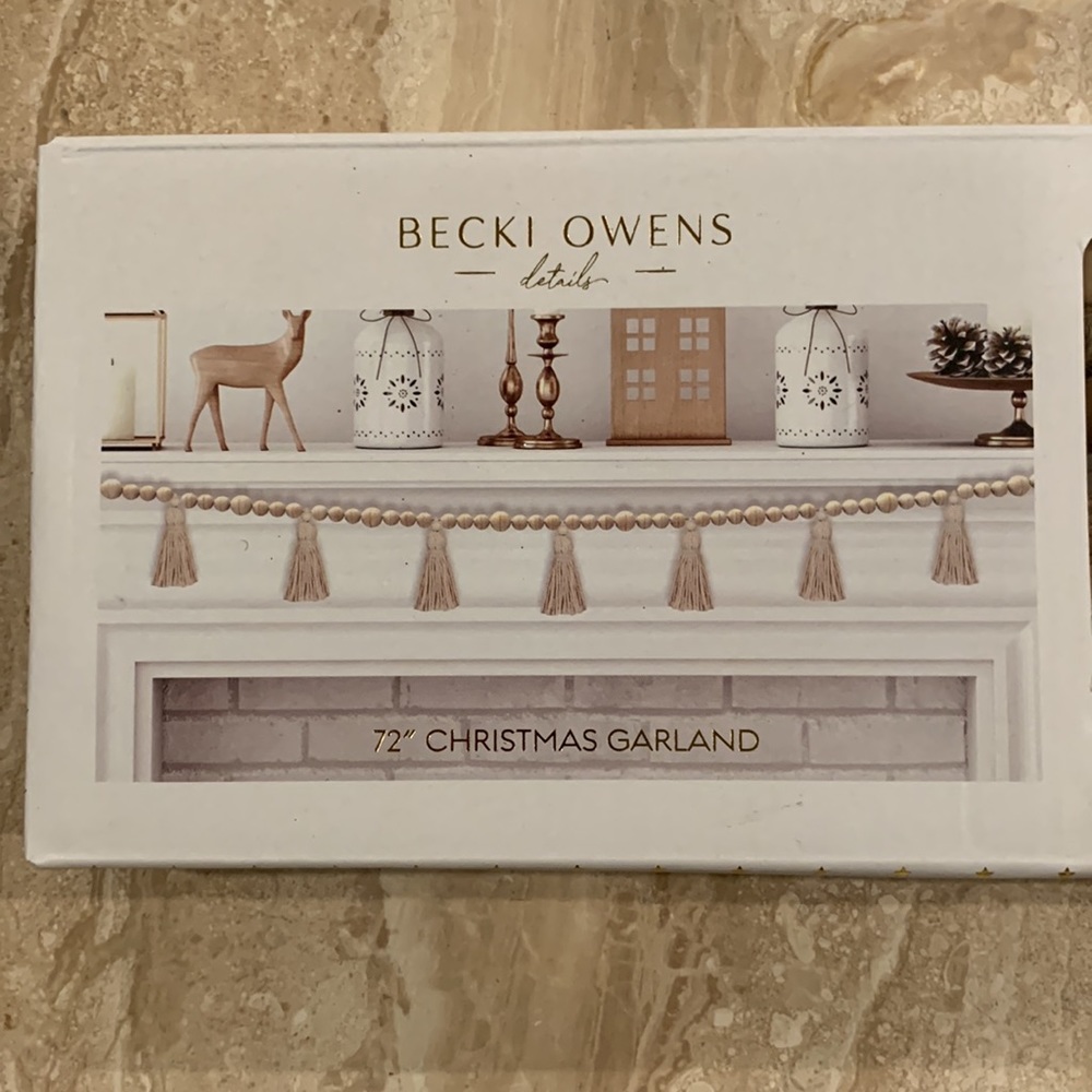 Becki Owens 72” Wooden Christmas Garland with Tassels NEW
